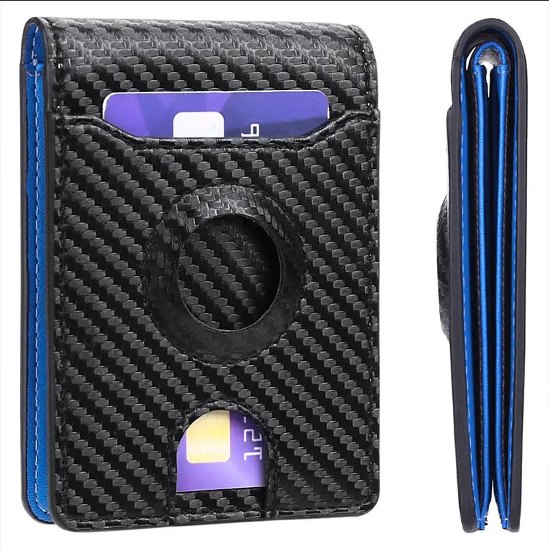 Carbon Fiber Leather Wallet Tracker Men pawello