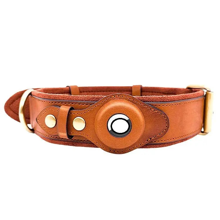 Location Tracker First Layer Leather Dog Pet Collar tracksyshop