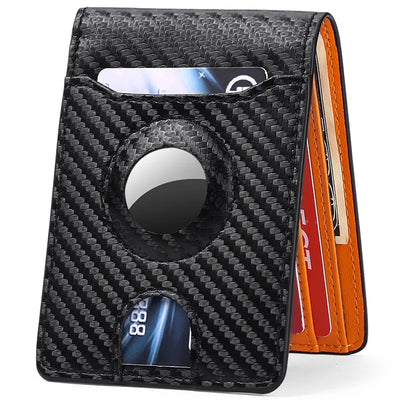 Carbon Fiber Leather Wallet Tracker Men pawello