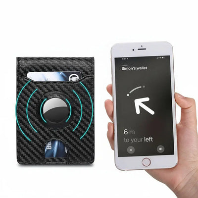 Carbon Fiber Leather Wallet Tracker Men pawello